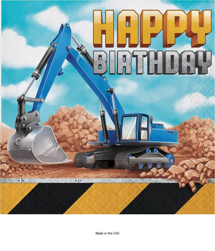 192/Case Bulk Big Dig Construction Happy Birthday Luncheon Napkins
