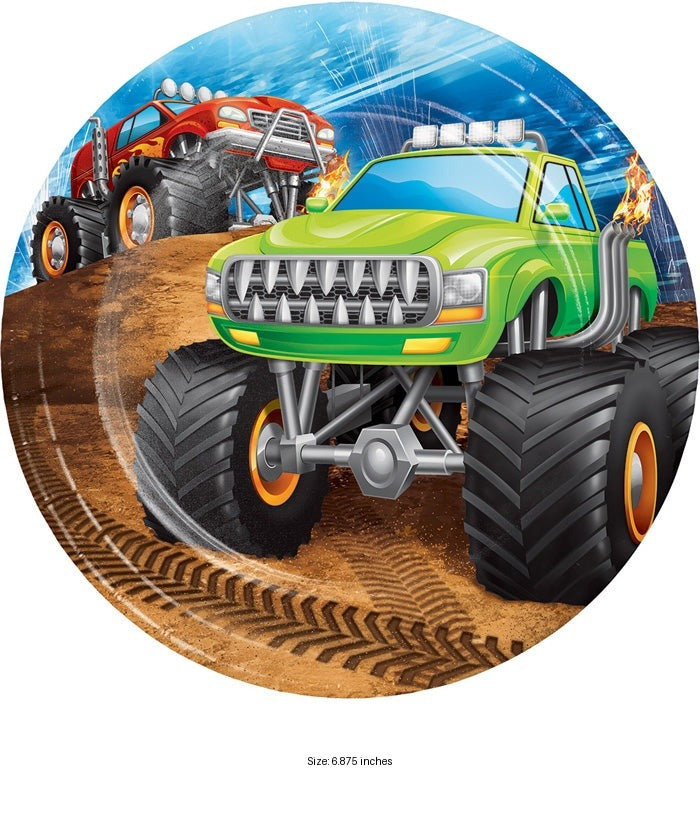 96/Case Bulk Monster Truck Dessert Plates