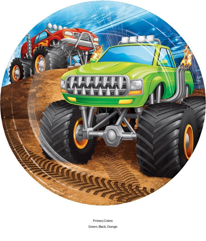 96/Case Bulk Monster Truck Dessert Plates