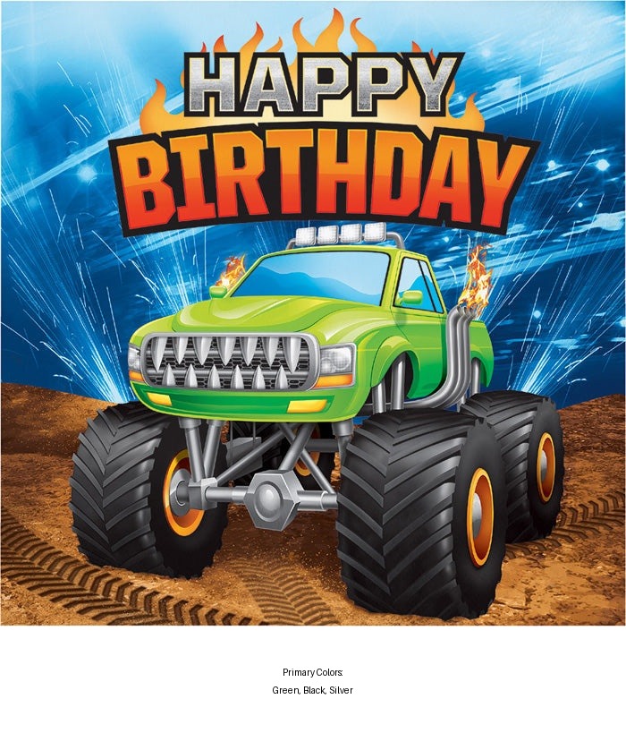 192/Case Bulk Monster Truck Happy Birthday Luncheon Napkins