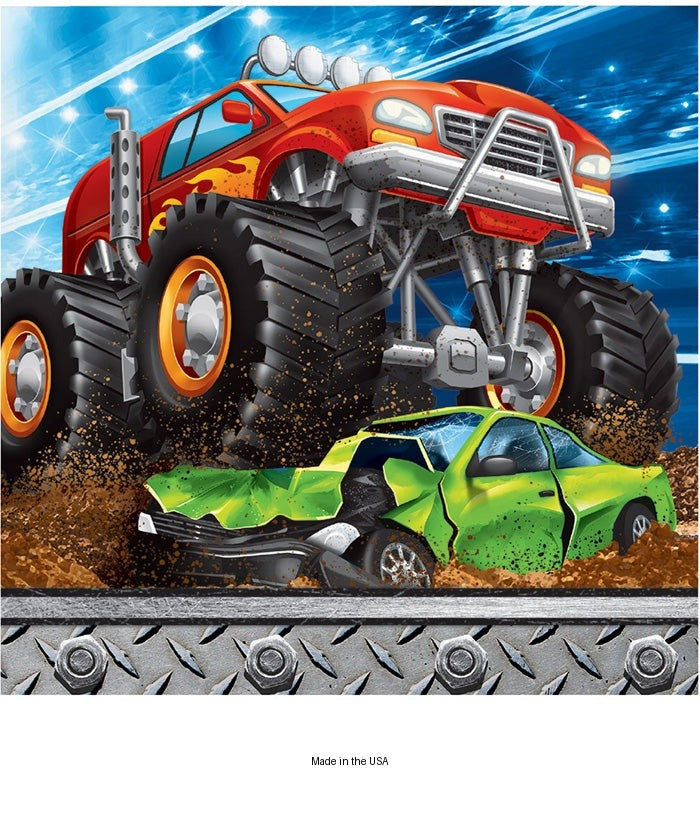 192/Case Bulk Monster Truck Beverage Napkins