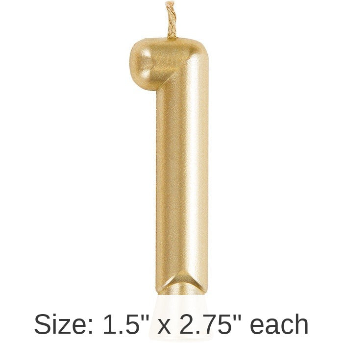 12/Case Bulk Gold Number 1 Candles