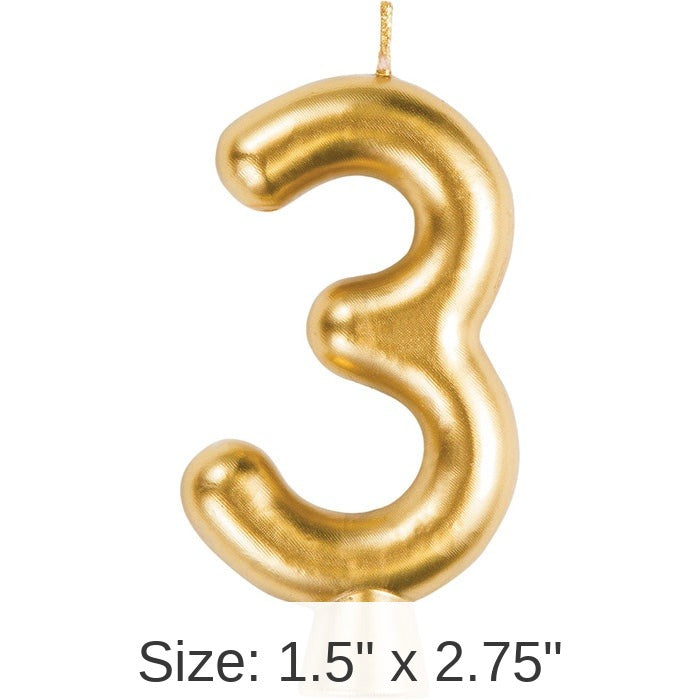 12/Case Bulk Gold Number 3 Candles
