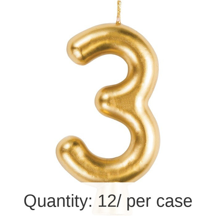 12/Case Bulk Gold Number 3 Candles