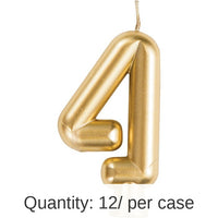 12/Case Bulk Gold Number 4 Candles
