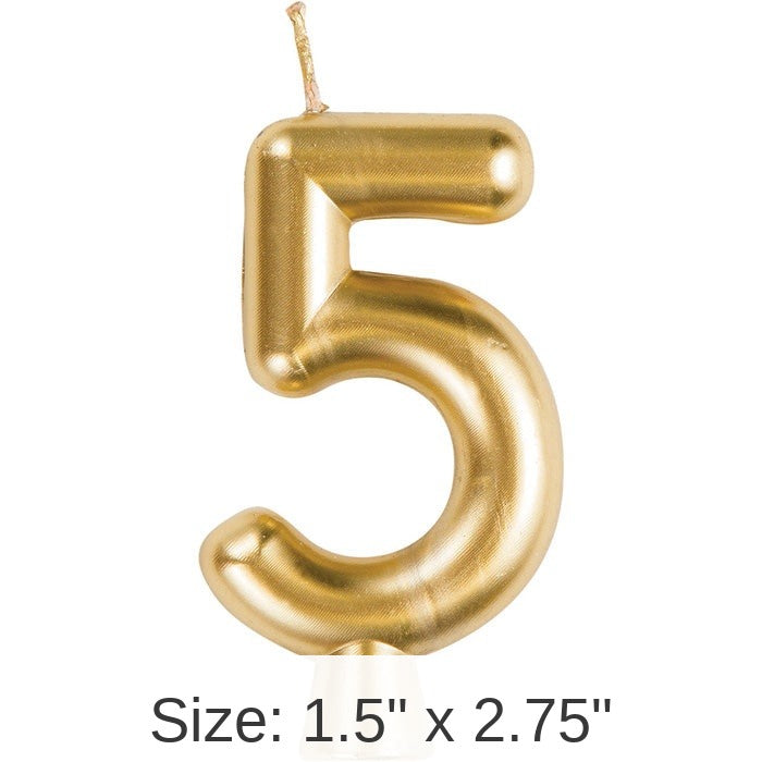 12/Case Bulk Gold Number 5 Candles