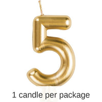 12/Case Bulk Gold Number 5 Candles