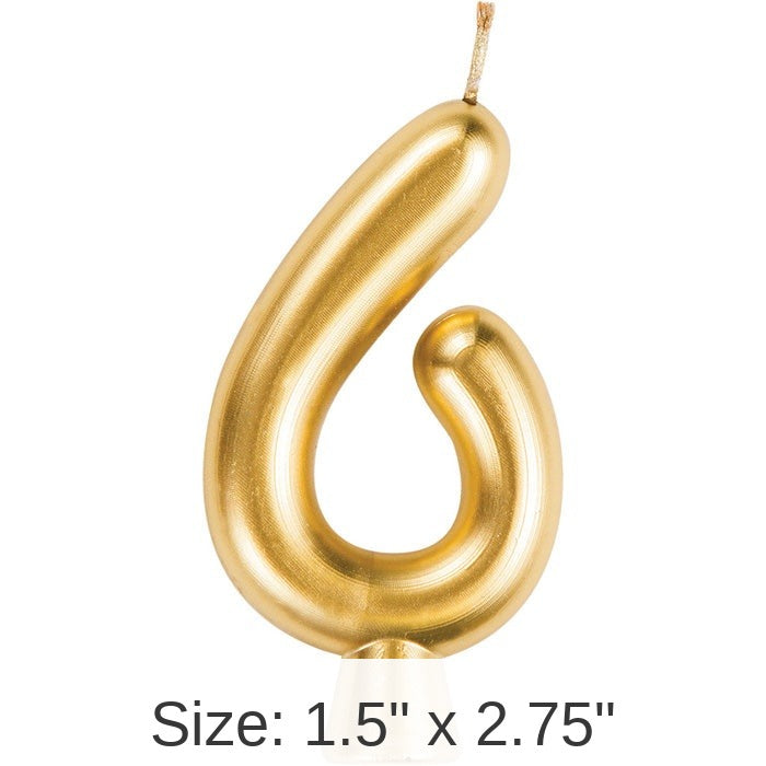 12/Case Bulk Gold Number 6 Candles
