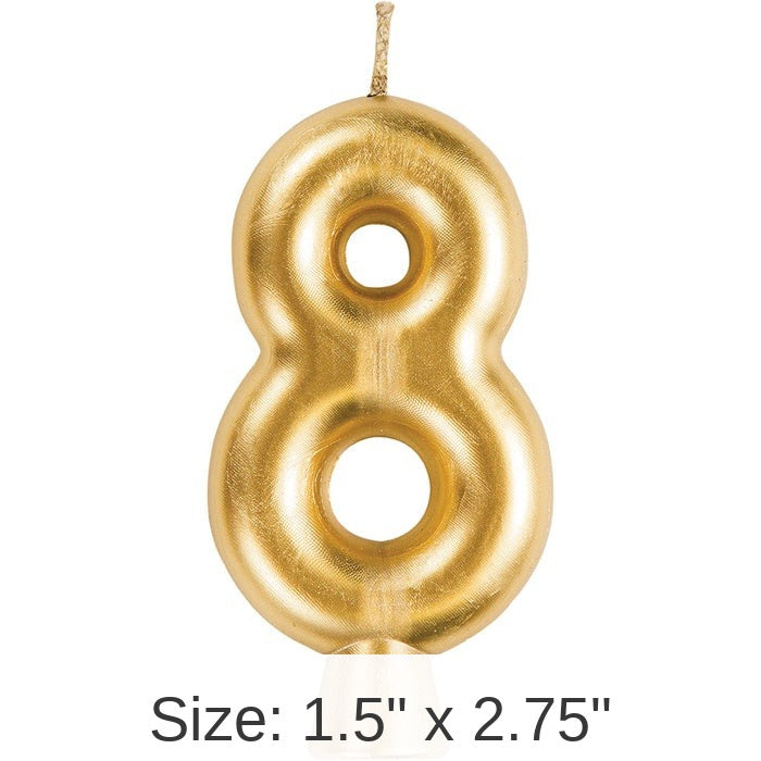 12/Case Bulk Gold Number 8 Candles