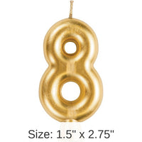 12/Case Bulk Gold Number 8 Candles