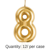 12/Case Bulk Gold Number 8 Candles