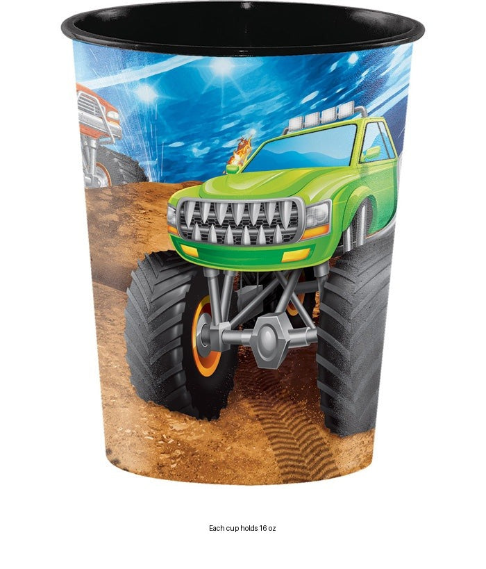 12/Case Bulk Monster Truck 16 oz Plastic Cups