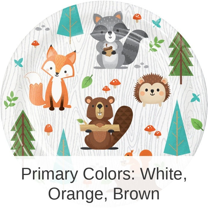 96/Case Bulk Wild One Woodland Animals Dessert Plates
