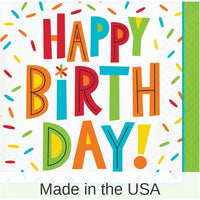 192/Case Bulk Birthday Fun Paper Beverage Napkins