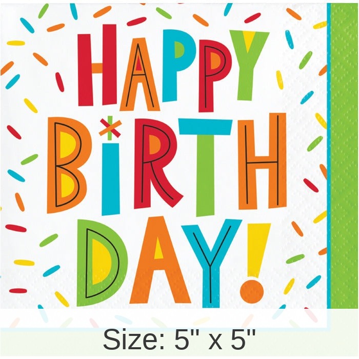 192/Case Bulk Birthday Fun Paper Beverage Napkins