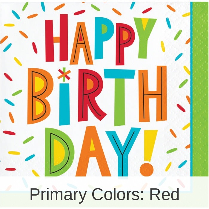 192/Case Bulk Birthday Fun Paper Beverage Napkins