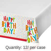 12/Case Bulk Birthday Fun Plastic Tablecloths