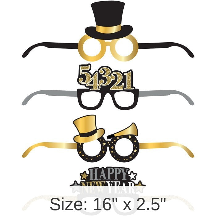 24/Case Bulk New Year Deluxe Paper Eyeglasses