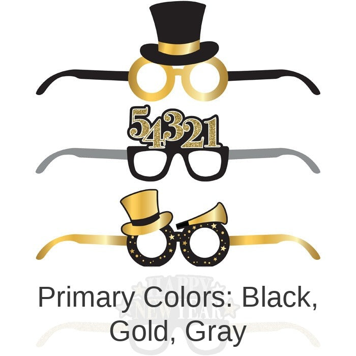 24/Case Bulk New Year Deluxe Paper Eyeglasses