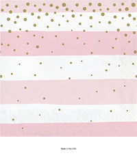192/Case Bulk Pink and Gold Celebration Luncheon Napkins
