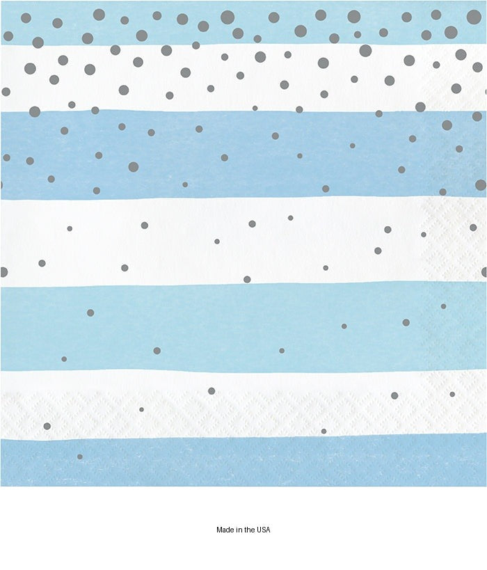 192/Case Bulk Blue and Silver Celebration Luncheon Napkins