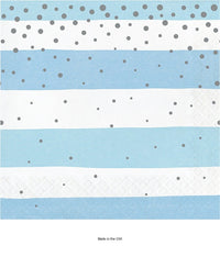 192/Case Bulk Blue and Silver Celebration Luncheon Napkins