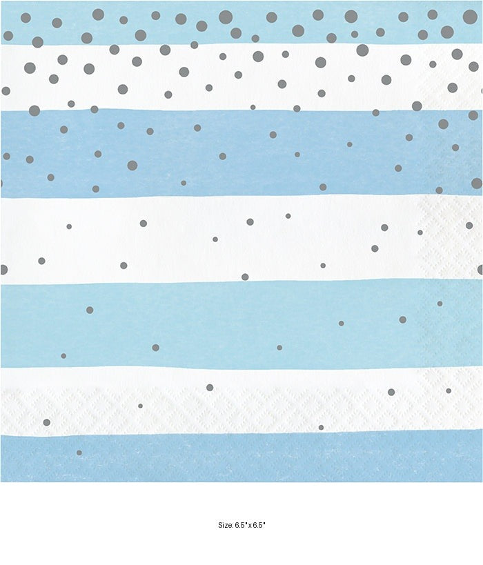 192/Case Bulk Blue and Silver Celebration Luncheon Napkins