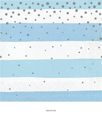 192/Case Bulk Blue and Silver Celebration Luncheon Napkins