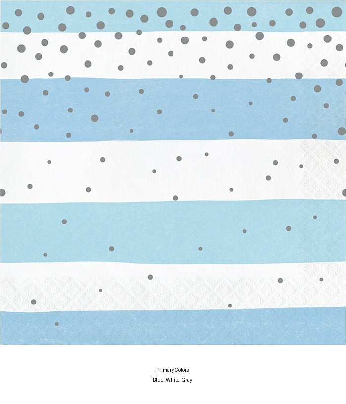 192/Case Bulk Blue and Silver Celebration Luncheon Napkins