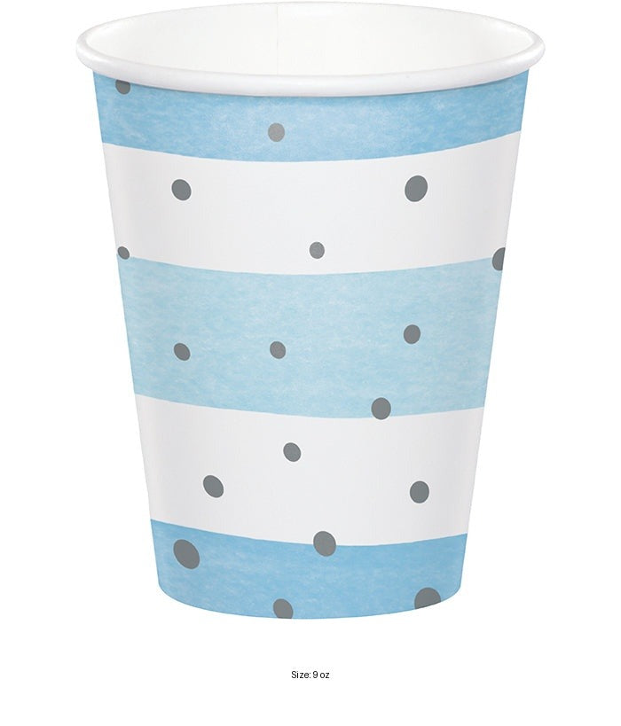 96/Case Bulk Blue and Silver Celebration Cups