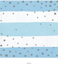 192/Case Bulk Blue and Silver Celebration Beverage Napkins
