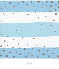 192/Case Bulk Blue and Silver Celebration Beverage Napkins