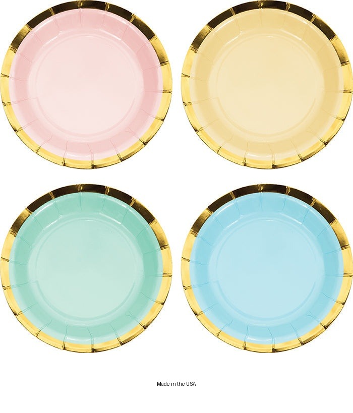96/Case Bulk Pastel Celebrations Assorted Dessert Plates