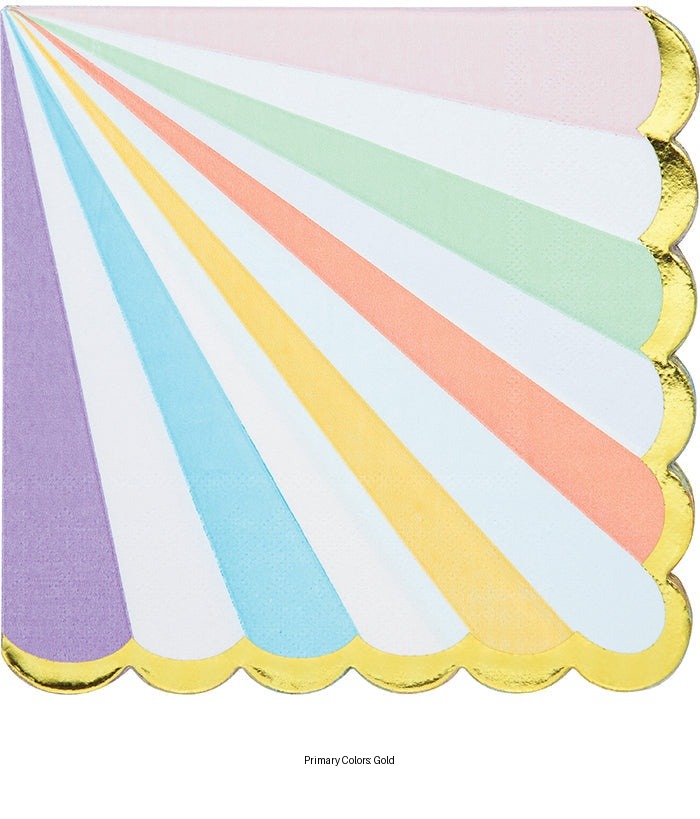 192/Case Bulk Pastel Celebrations Scalloped Luncheon Napkins