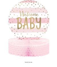 6/Case Bulk Pink and Gold Celebration Baby Shower Centerpieces