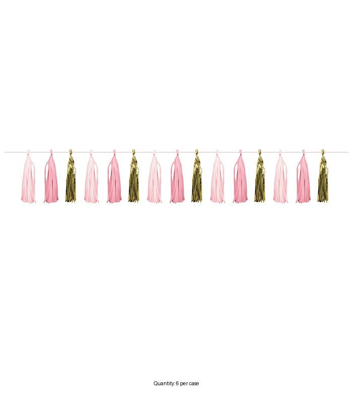 6/Case Bulk Pink and Gold Celebration Tassel Garland