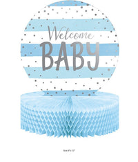 6/Case Bulk Blue and Silver Celebration Baby Shower Centerpieces