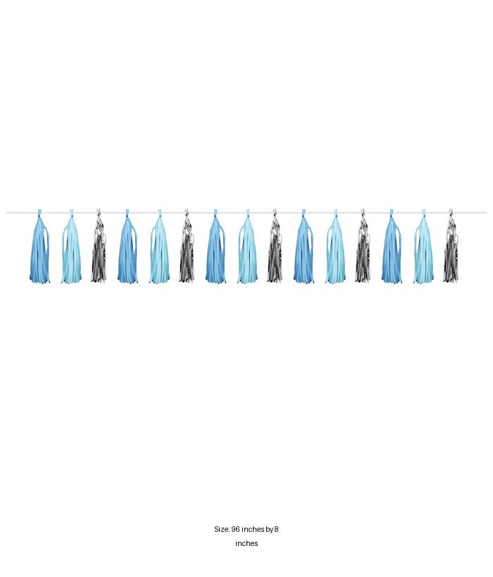 6/Case Bulk Blue and Silver Celebration Tassel Garland