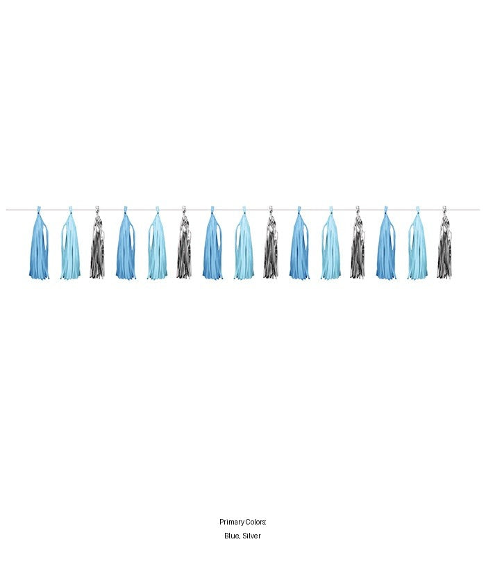 6/Case Bulk Blue and Silver Celebration Tassel Garland