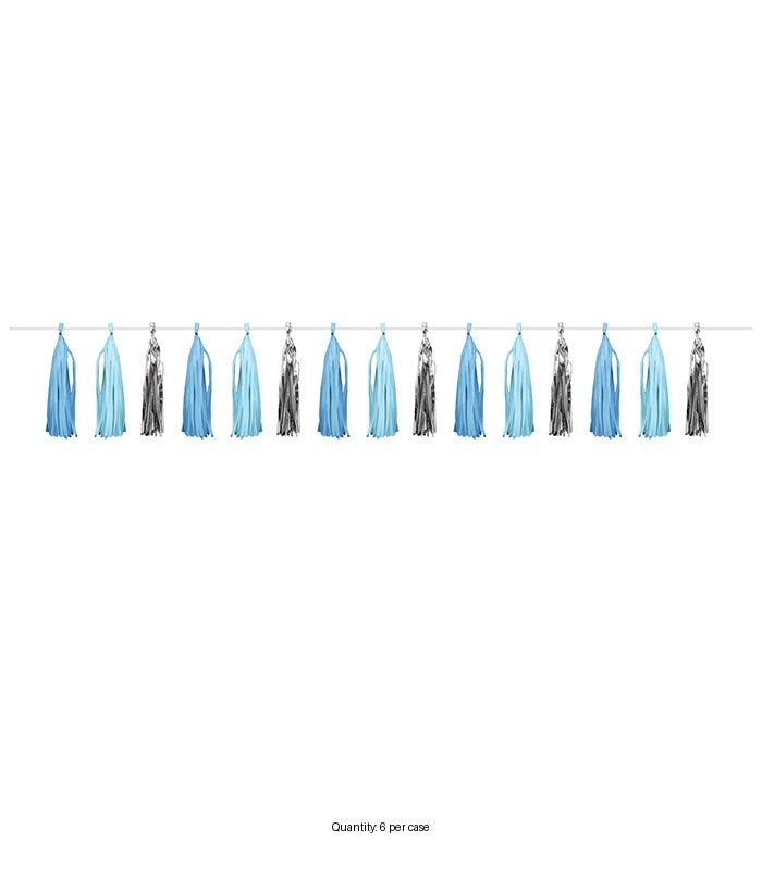 6/Case Bulk Blue and Silver Celebration Tassel Garland