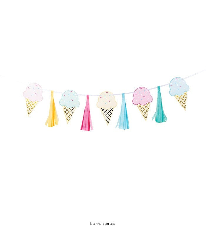 6/Case Bulk Ice Cream Party Tassel Banners