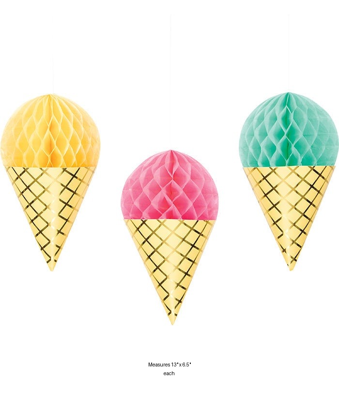 18/Case Bulk Ice Cream Party Hanging Honeycomb Ice Cream Decorations