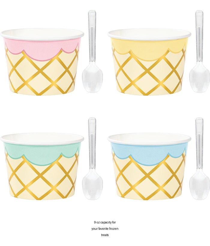 96/Case Bulk Ice Cream Party Treat Cups with Spoons
