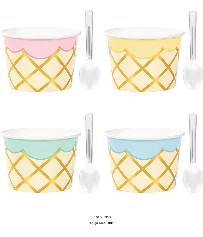 96/Case Bulk Ice Cream Party Treat Cups with Spoons