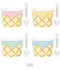 96/Case Bulk Ice Cream Party Treat Cups with Spoons