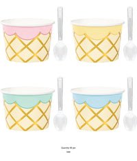 96/Case Bulk Ice Cream Party Treat Cups with Spoons