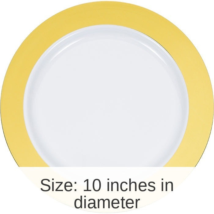 120/Case Bulk Gold Rim Plastic Banquet Plates