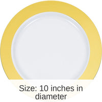 120/Case Bulk Gold Rim Plastic Banquet Plates