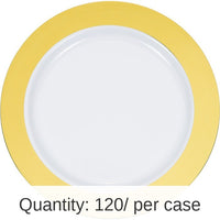 120/Case Bulk Gold Rim Plastic Dinner Plates