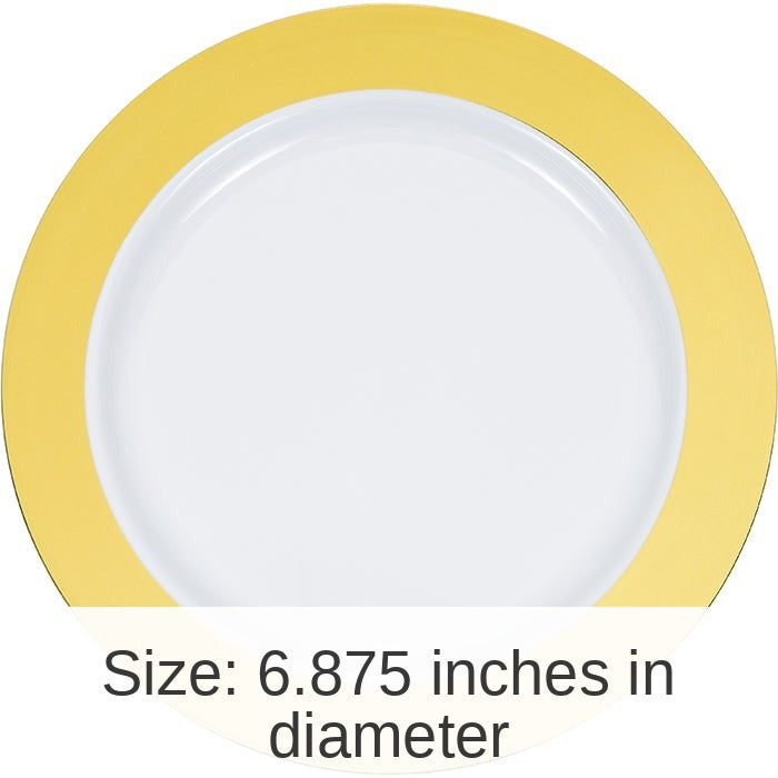 120/Case Bulk Gold Rim Plastic Dessert Plates